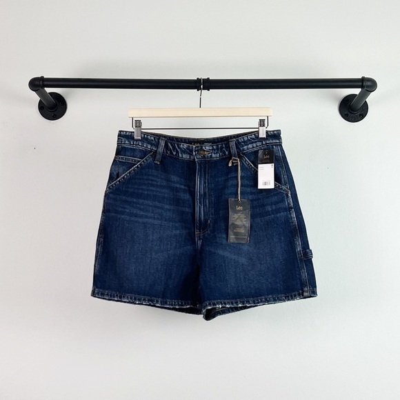 NWT Lee Modern Vintage Madewell High Rise Dungaree Shorts In KC Blues - Picture 5 of 9